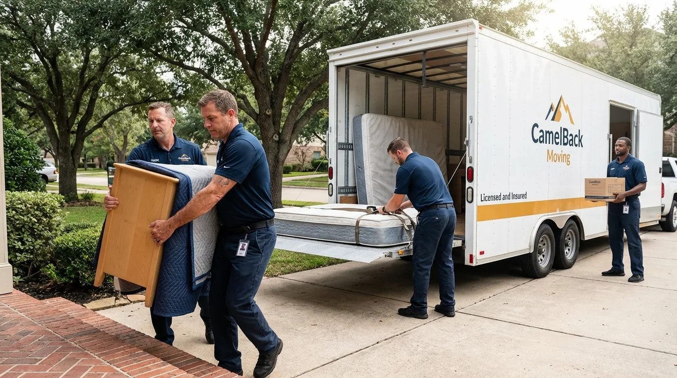 Crew loading residential truck for cross-state move from Burton, MI