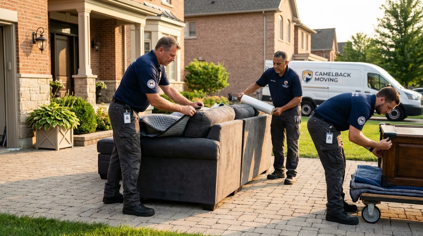 Large estate moving crew wrapping furniture in Burton, MI